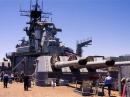 The Battleship Iowa at home port in San Pedro, California. [Photo courtesy of Battleship USS Iowa Museum]